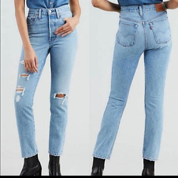 Levi’s premium 501 Skinny jeans distressed cw-4518 32x28 - Picture 1 of 14